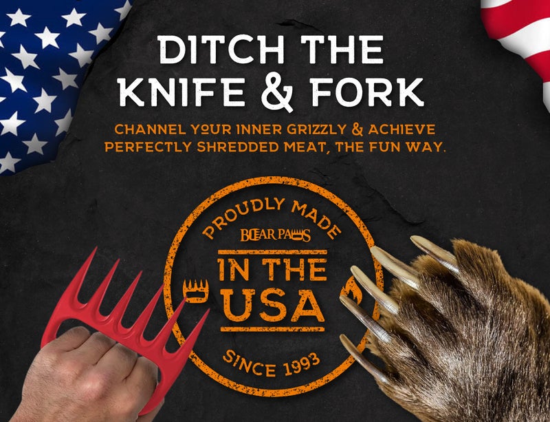 Bear Paws Meat Claws - The Original Meat Shredder Claws for Pulled Pork, USA Made - Easily Lift, Shred, Pull and Serve Pork, Chicken, Brisket and Turkey - Gift for Dad on Christmas! (Red) - Image 4